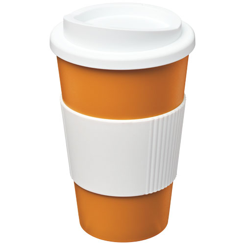 Kubek termiczny z serii Americano® o pojemności 350 ml z uchwytem Pomarańczowy-Biały 21000223 