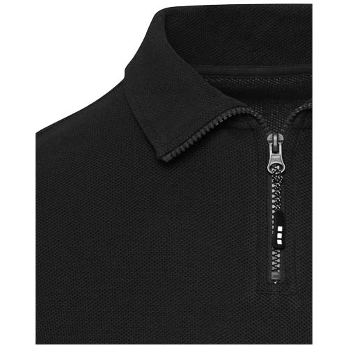 Zeus koszulka polo z zamkiem do połowy i długimi rękawami, uniseks Czarny 3955190A (4)