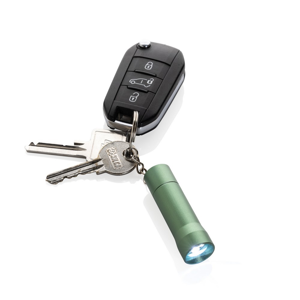 Brelok do kluczy z aluminium z recyklingu, latarka Flash Zielony P514.0407 (4)
