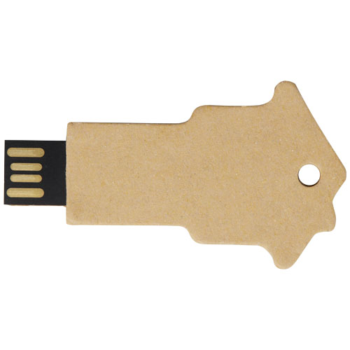 Pendrive wyposażony w interfejs USB 2.0 w kształcie domu z papieru z recyklingu Kraftowy brąz 1Z50106H (5)