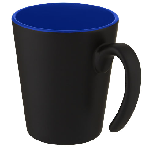 Kubek ceramiczny Oli o pojemności 360 ml z uchwytem Niebieski-Czarny 10068752 
