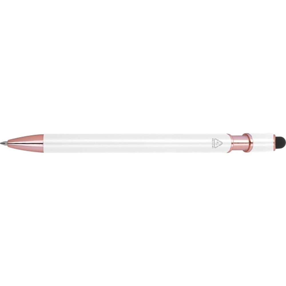 Długopis aluminiowy z recyklingu żelowy touch pen BELO HORIZONTE Biały 528106 (3)