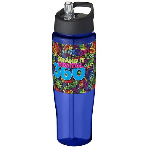 Bidon H2O Tempo® o pojemności 700 ml z wieczkiem z słomką Niebieski-Czarny 21004403 (1)