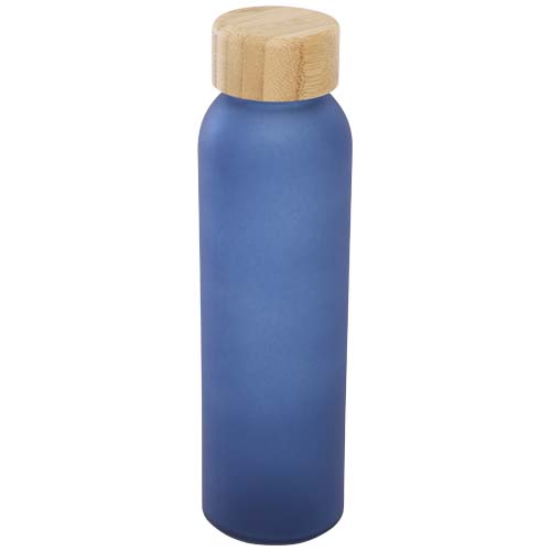 Matowa butelka ze szkła sodowo-wapniowego Lume 500 ml z zakrętką bambusową   Oceaniczny niebieski 10083053 