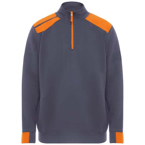 Maverick 280 g/m2 męski sweter z zamkiem błyskawicznym do połowy długości Ołowiowy-Pomarańczowy R8413E61 