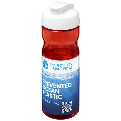 Bidon H2O Eco o pojemności 650 ml z wieczkiem zaciskowym Czerwony-Biały 21009717 (1)