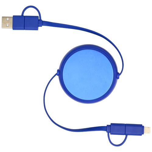 Alasia zwijany kabel do synchronizacji danych i szybkiego ładowania 5 w 1 45 W o długości 100 cm z tworzyw sztucznych i aluminium pochodzących z recyklingu Królewski niebieski 12442053 (3)