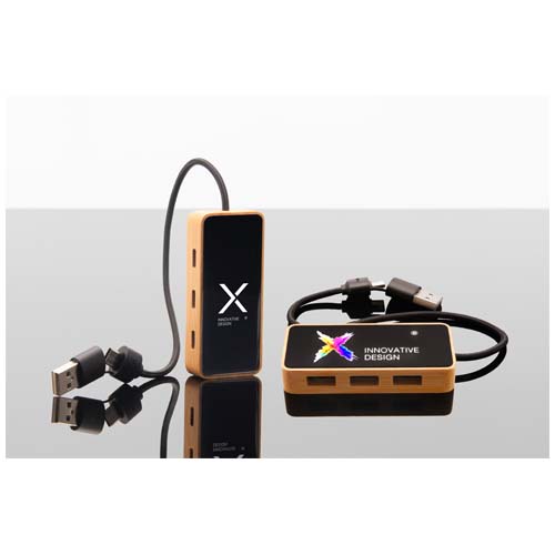 SCX.design H21 koncentrator USB 8 w 1 z podwójnym wejściem i 6 portami Drewniany 1PX19971 (6)