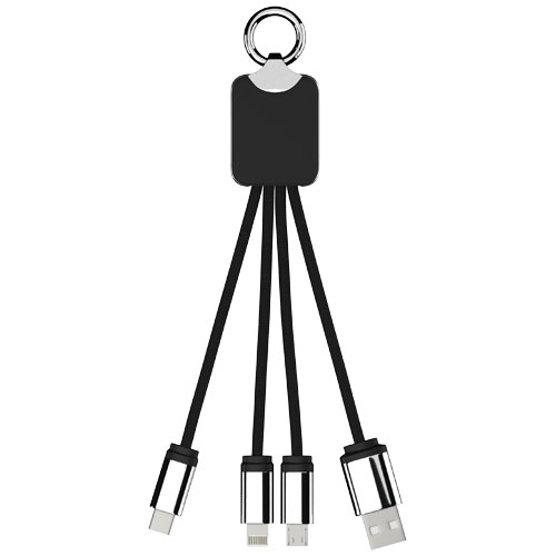 Kabel z podświetlonym logo 3w1 z brelokiem - SCX.design C15 Czerwony-Czarny 2PX00121 (3)
