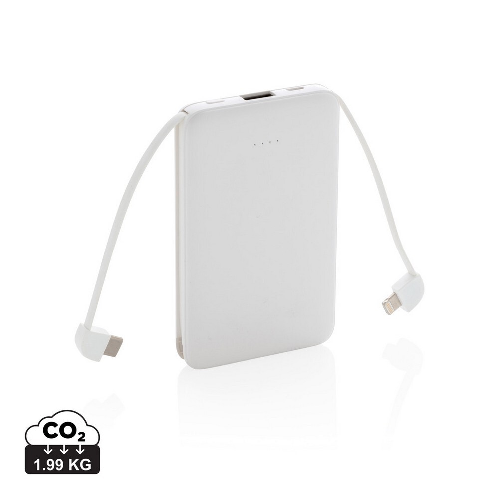 Gadżet reklamowy - Power bank 5000 mAh, zintegrowany kabel 3 w 1