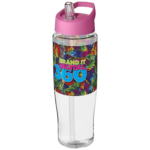 Bidon H2O Tempo® o pojemności 700 ml z wieczkiem z słomką Przezroczysty-Różowy 21004423 (1)