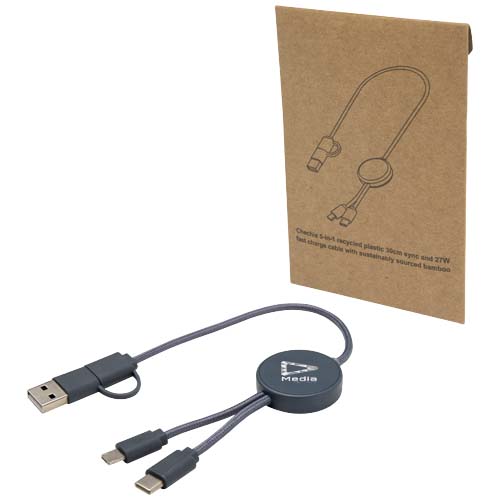 Citala kabel do synchronizacji danych i szybkiego ładowania 5 w 1 27 W o długości 30 cm z tworzyw sztucznych pochodzących z recyklingu Szaroniebieski 12442755 (1)
