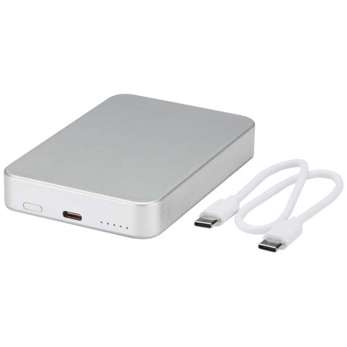 Powerbank Avis 10 000 mAh z recyklingowanego aluminium, z wbudowanym magnesem  Srebrny 12444581 (5)