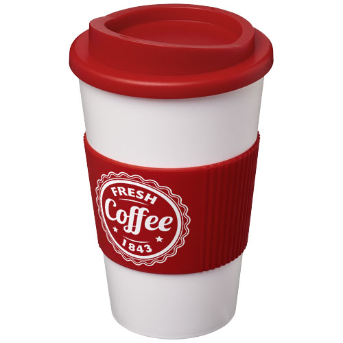 Kubek termiczny z serii Americano® o pojemności 350 ml z uchwytem Biały-Czerwony 21000210 (1)