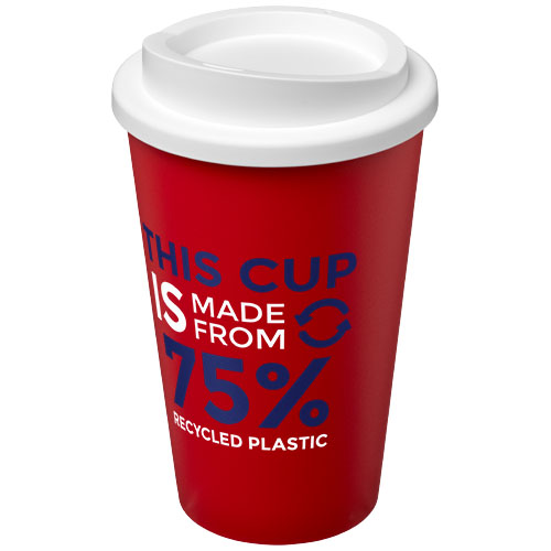 Kubek Americano Eco z recyklingu o pojemności 350 ml Czerwony-Biały 21042227 (1)