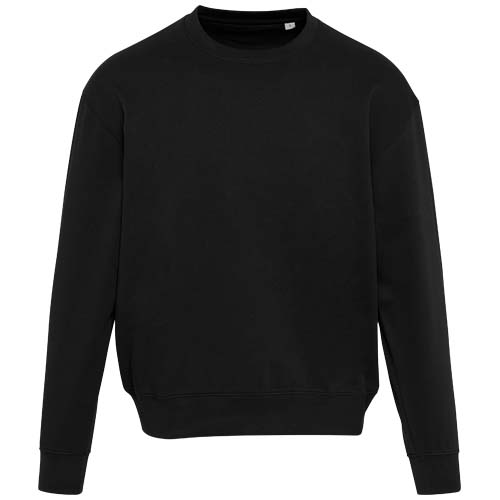 Boris 280 g/m2 sweter unisex z organicznego materiału z certyfikatem OCS o luźnym kroju i z okrągłym dekoltem Czarny 3956490A (2)