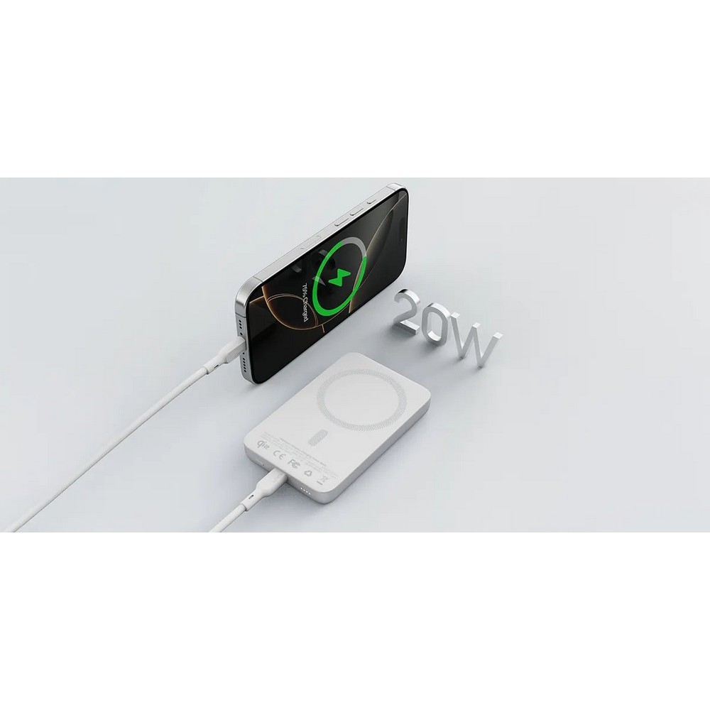 Magnetyczny, bezprzewodowy power bank 10000 mAh Aukey Srebrny VAM12-32 (8)