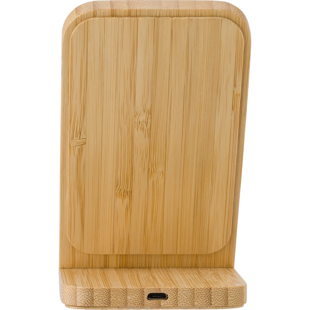 Bambusowa ładowarka bezprzewodowa 5W, stojak na telefon Drewno V0186-17 (3)
