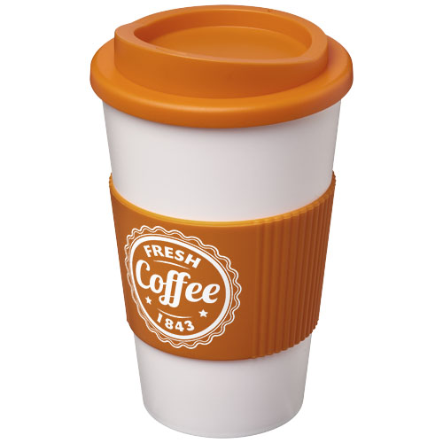 Americano® 350 ml termoizolowany kubek z uchwytem Pomarańczowy-Biały 22000231 (1)