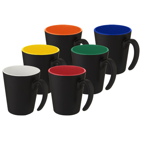 Kubek ceramiczny Oli o pojemności 360 ml z uchwytem Pomarańczowy-Czarny 10068731 (4)