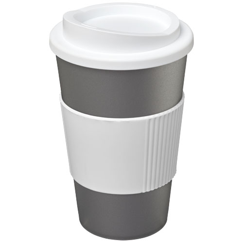 Kubek termiczny z serii Americano® o pojemności 350 ml z uchwytem Srebrny-Biały 21000225 