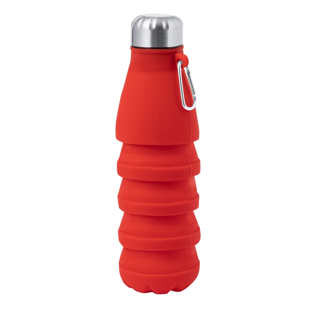 Składana butelka sportowa 550 ml z karabińczykiem Czerwony V1311-05 (4)