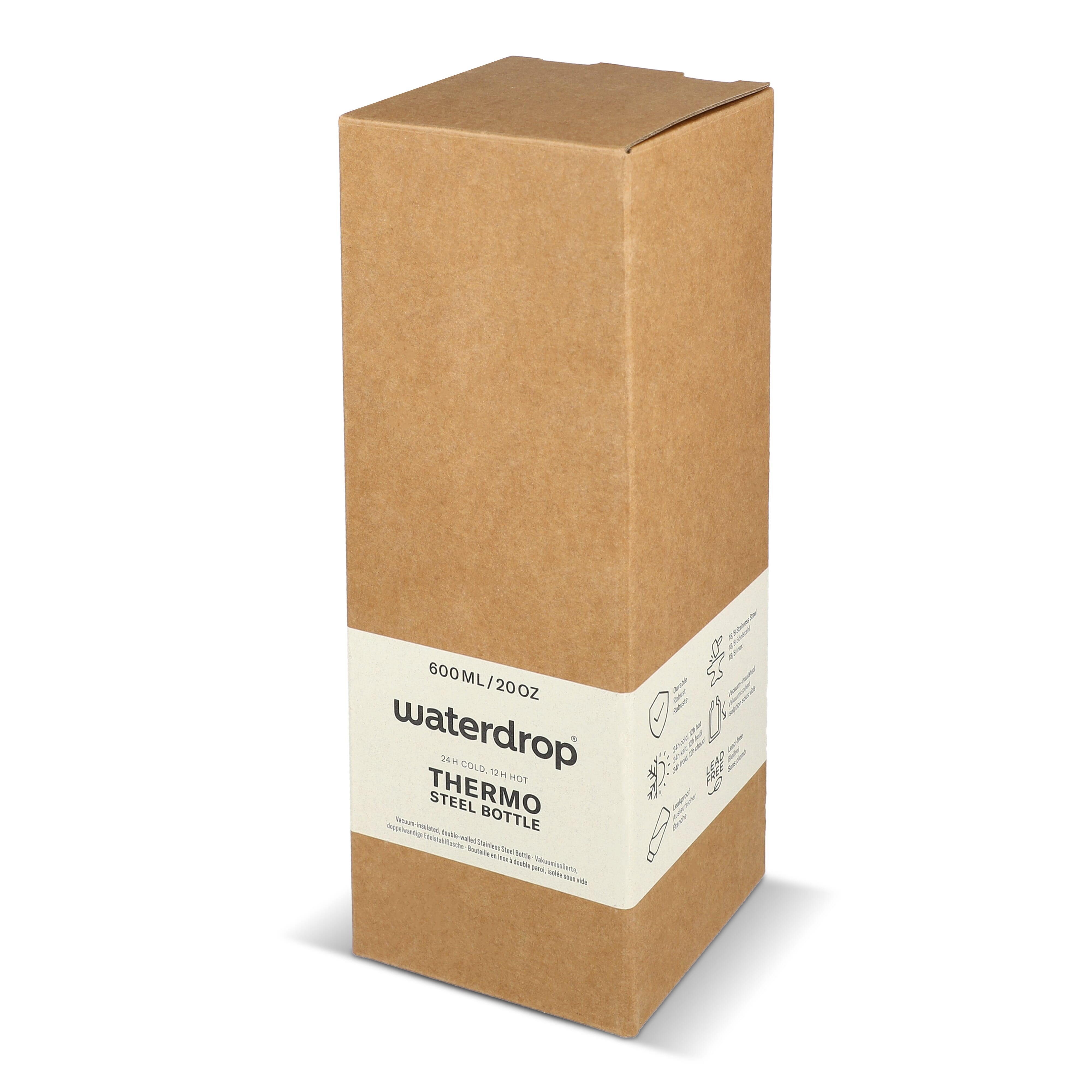Butelka ze stali nierdzewnej Waterdrop ze stalową nakrętką 600 ml Czarny LT47001-N0002 (3)