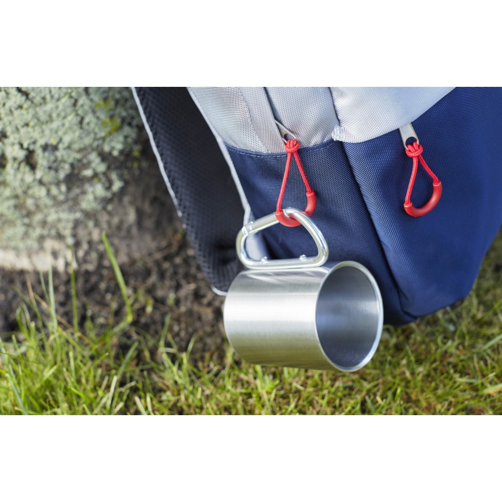 Metalowy kubek 185 ml z karabińczykiem Czarny V0646-03 (1)