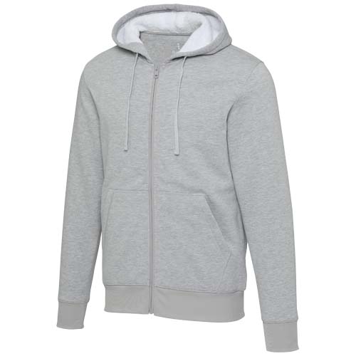 Natron bluza sherpa z kapturem z zamkiem błyskawicznym na całej długości Melanż szary 39507809 