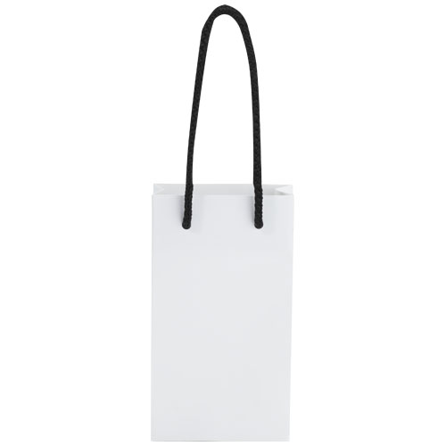 Ręcznie robiona torba z papieru integra z plastikowymi uchwytami – 9,5 x 4 x 17 cm Biały-Czarny 1ZB00890 (2)