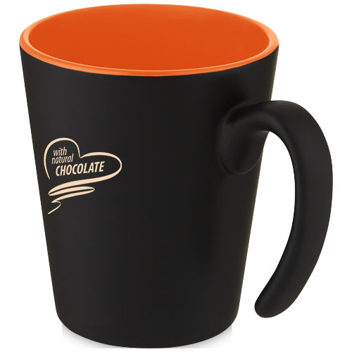 Kubek ceramiczny Oli o pojemności 360 ml z uchwytem Pomarańczowy-Czarny 10068731 (1)