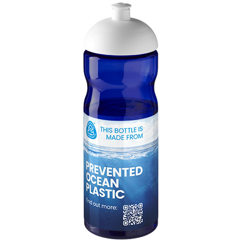 Bidon H2O Eco o pojemności 650 ml z wypukłym wieczkiem Niebieski-Biały 21009813 (1)