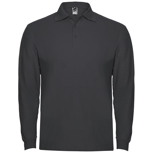 Estrella koszulka męska polo z długim rękawem Dark Lead R66354B5 