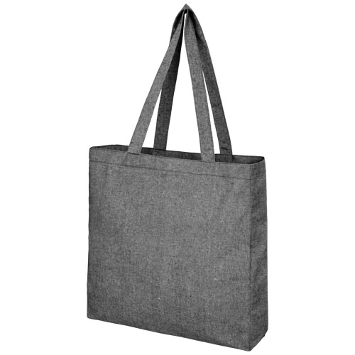 Pheebs poszerzana torba na zakupy z bawełny z recyclingu o gramaturze 210 g/m2 Melanż czarny 12053790 