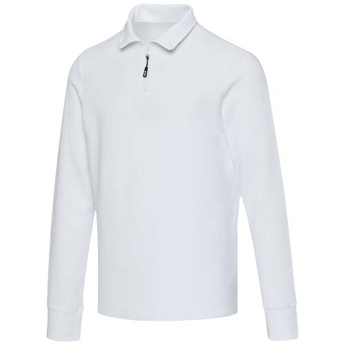 Zeus koszulka polo z zamkiem do połowy i długimi rękawami, uniseks Biały 39551010 