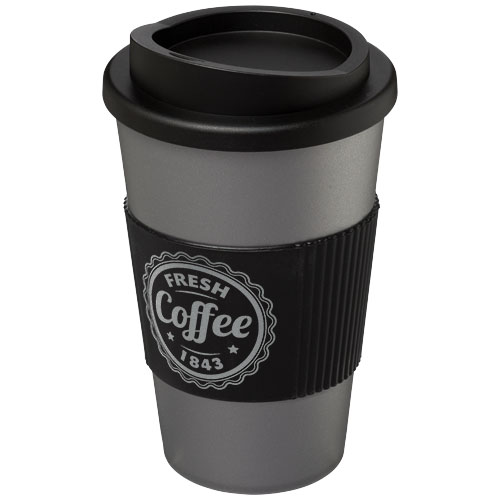 Kubek termiczny z serii Americano® o pojemności 350 ml z uchwytem Srebrny-Czarny 21000224 (1)