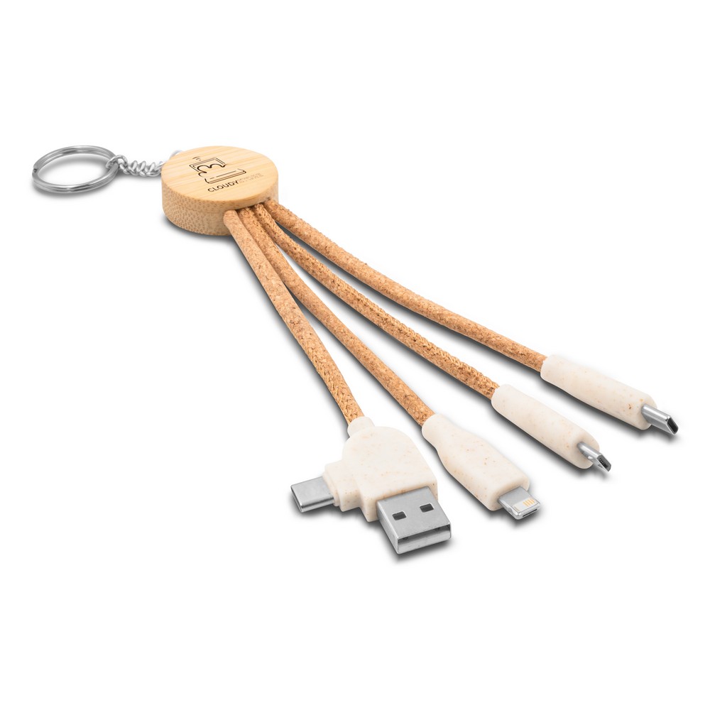 Korkowy kabel do ładowania B'RIGHT, bambusowy element, brelok do kluczy | Antez Neutralny V1294-00 (5)