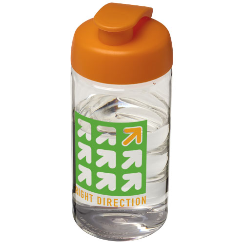 Bidon H2O Bop® o pojemności 500 ml z wieczkiem zaciskowym Przezroczysty-Pomarańczowy 21005007 (1)