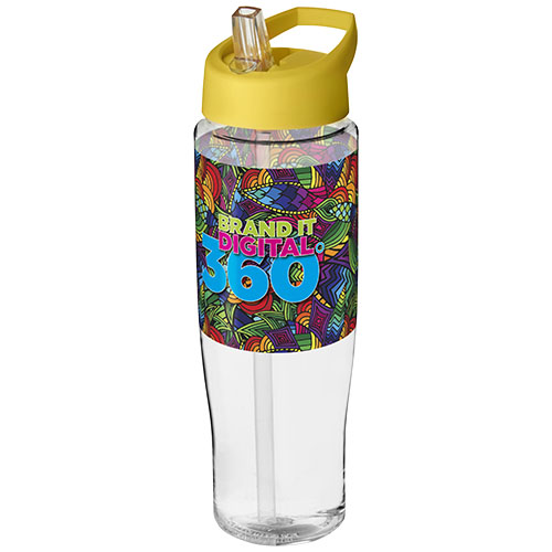 Bidon H2O Tempo® o pojemności 700 ml z wieczkiem z słomką Przezroczysty-Żółty 21004426 (1)