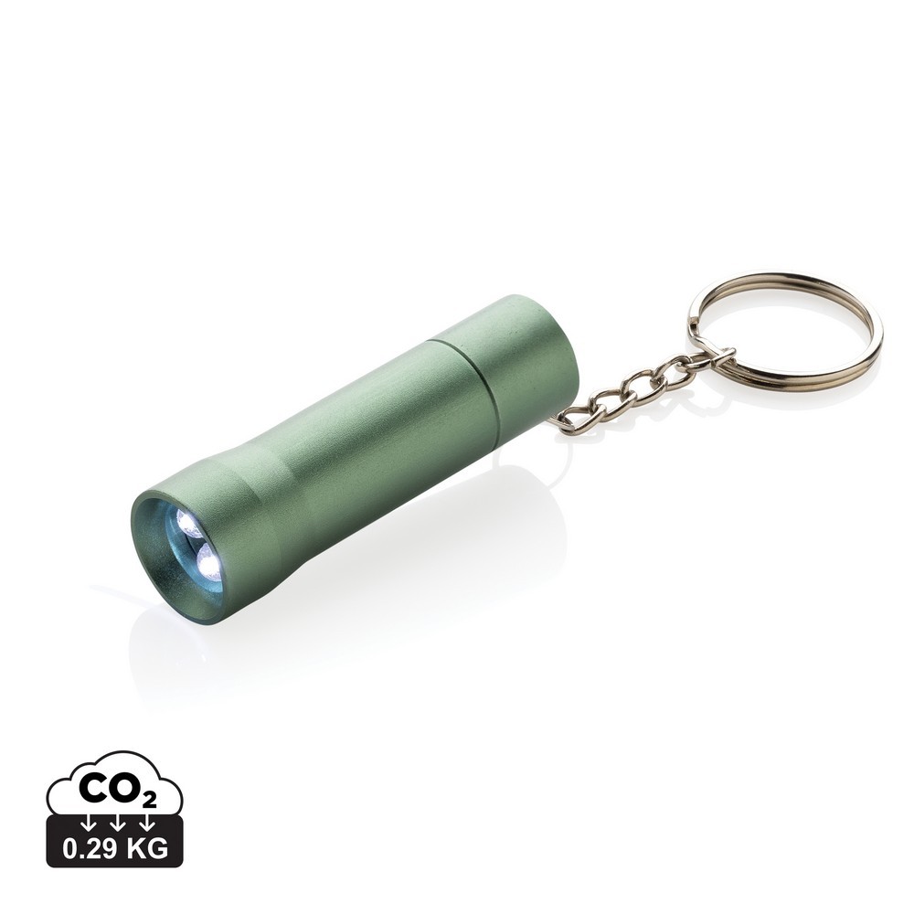 Brelok do kluczy z aluminium z recyklingu, latarka Flash Zielony P514.0407 (10)
