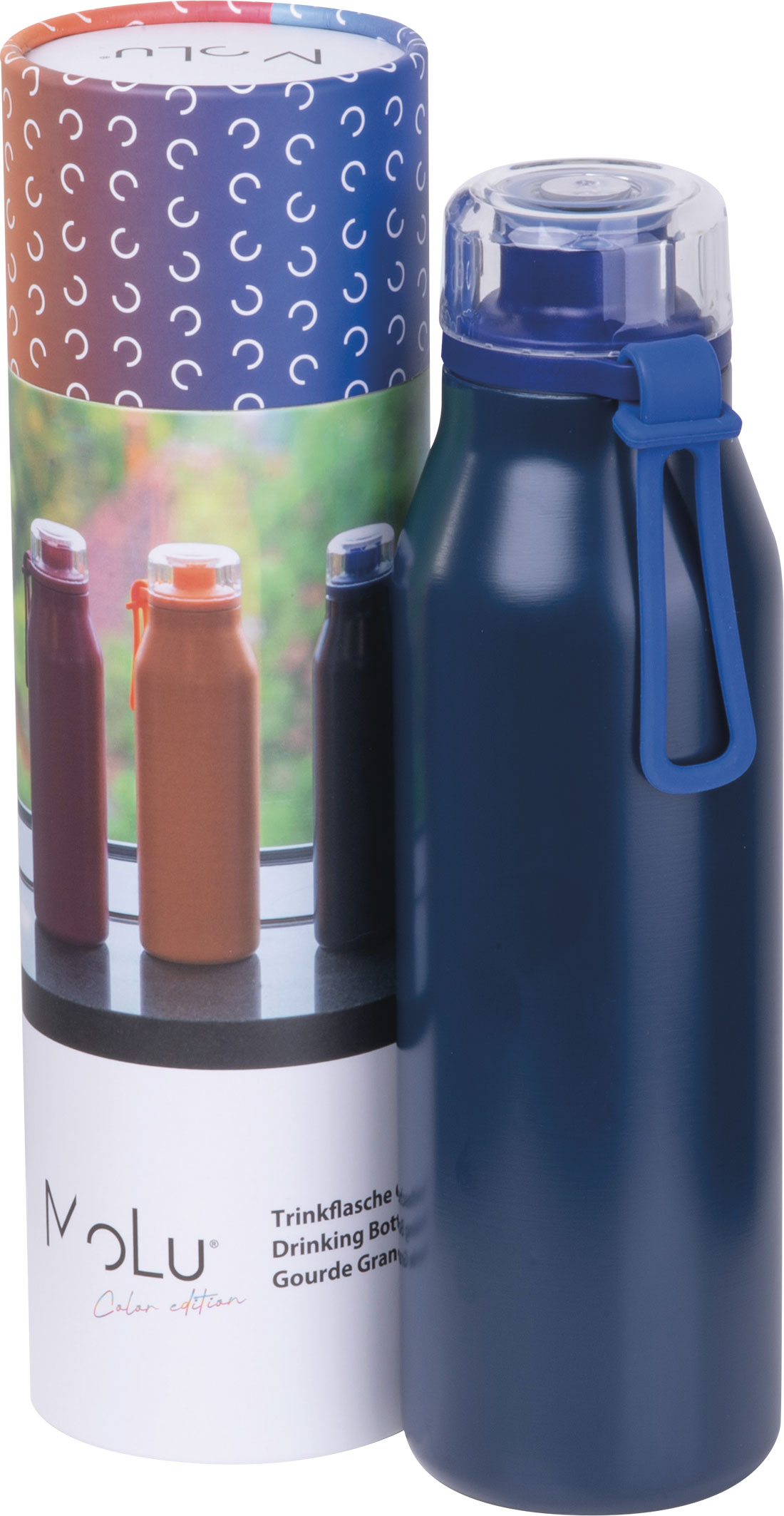 Butelka termiczna stalowa z recyklingu GRAND HAVEN MoLu 640 ml Granatowy 534944 