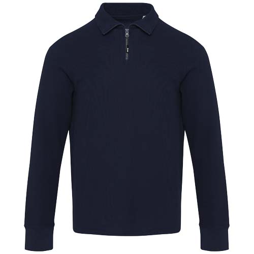 Zeus koszulka polo z zamkiem do połowy i długimi rękawami, uniseks Granatowy 3955155A (2)