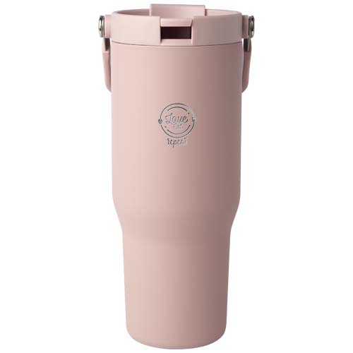 Kubek Bronx o pojemności 900 ml, z izolacją próżniową, wykonany ze recyklingowanej stali nierdzewnej z certyfikatem RCS i z miedzi, z wielofukncyjną zakrętką Przygaszony róż 10086440 (1)