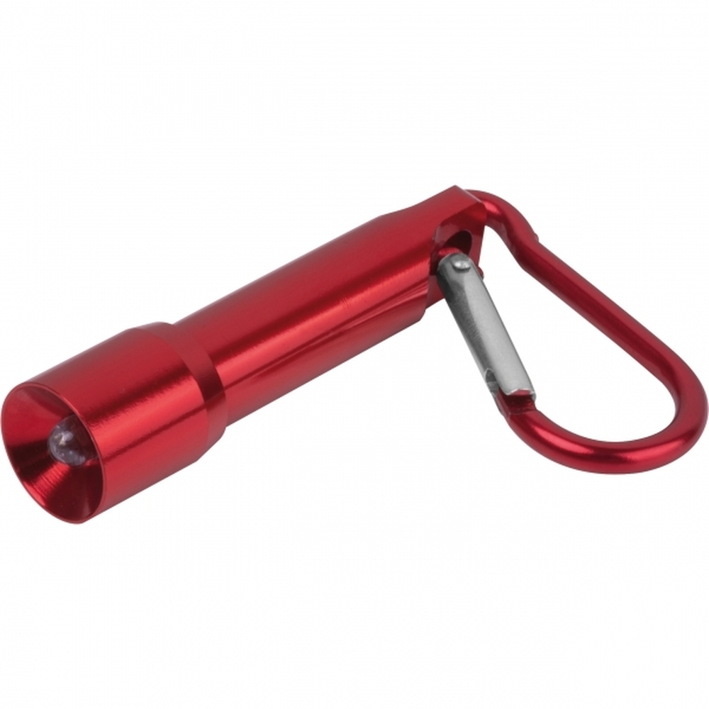 Mini latarka z aluminium z recyklingu BERGAMO Czerwony 529305 (4)