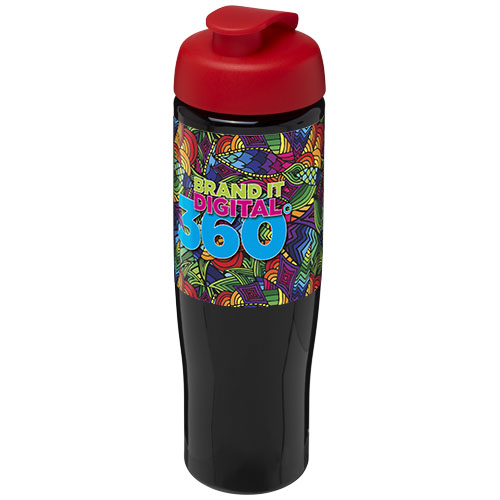 Bidon H2O Tempo® o pojemności 700 ml z wieczkiem zaciskowym Czarny-Czerwony 21004014 (1)