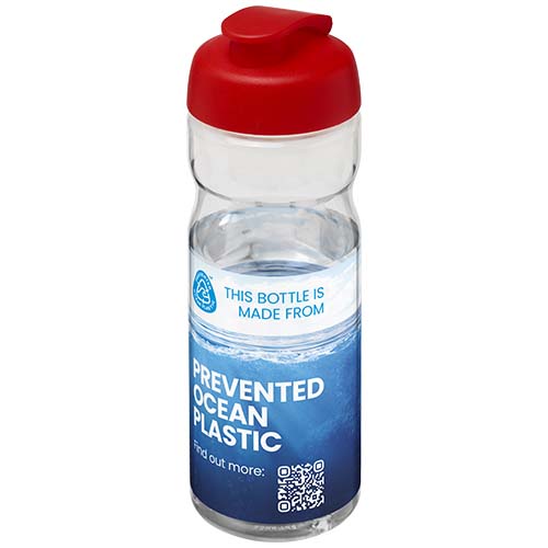 Bidon H2O Eco o pojemności 650 ml z wieczkiem zaciskowym Przezroczysty-Czerwony 21009794 (1)