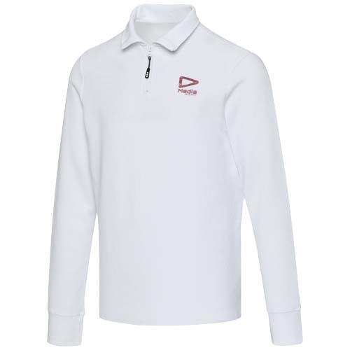 Zeus koszulka polo z zamkiem do połowy i długimi rękawami, uniseks Biały 39551010 (1)