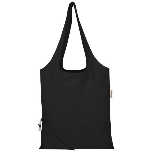 Madras Blend - torba na zakupy, wykonana z recyklingowanej baweły o gramaturze 140 g/m² posiadającej certyfikat GRS, składana Czarny 12080590 (2)