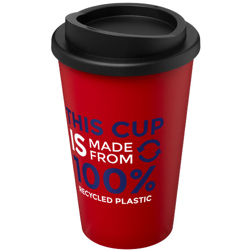 Kubek termiczny americano® o pojemności 350 ml z materiałów pochodzących z recyklingu Czerwony-Czarny 21069121 (1)