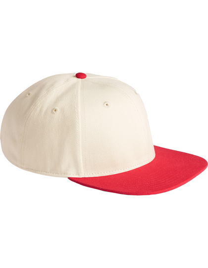 Czapka 6-panelowa prana bawełna kontrastowe detale - Natural & Red Natural CB662-988188 (4)